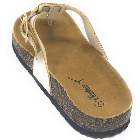 Women Cushioned Cork Thong Sandals in White - Picture 2 of 3